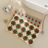 Qfdian Checkerboard bathroom absorbent mats toilet non-slip floor mats absorbent quick-drying bath mat bedroom carpet floor mats