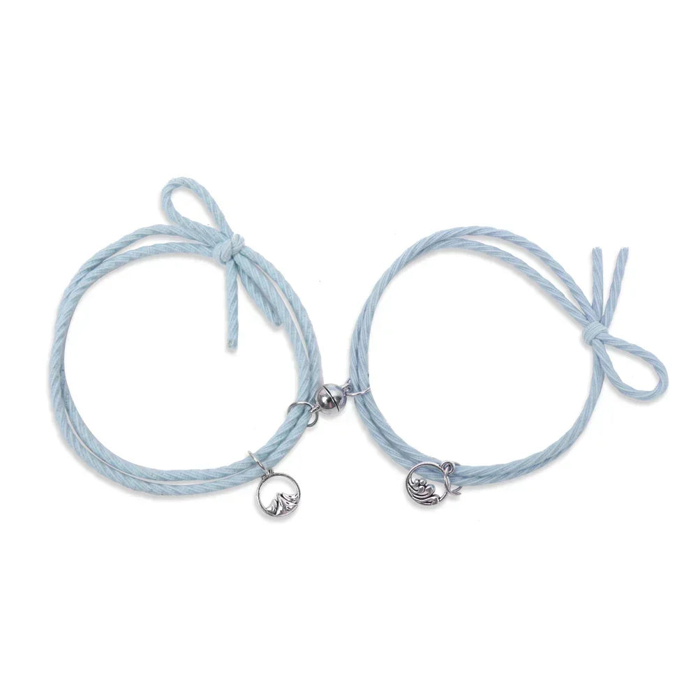 1Pair Magnetic Bracelet Lock Heart Charms Attract Couple Bracelets for Lover Friend Men Women Braid Rope Bracelets Jewelry Gift