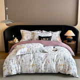 Qfdian 600TC Egyptian Cotton Flowers Butterfly Print Bedding Set Single Double Queen King Size Duvet cover Set Bed Sheet Pillowcases