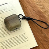 Qfdian  For Airpods Transparent Black Case Earphone Soft Leather Hand Rope Cover For Airpods 1 2 3 4 Generations Pro 2 Snowflake Shell