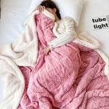 Qfdian  Winter Thick Lamb Fleece Blankets Thick Wide Flannel Bedroom Sofa Soft Breathable Warm Cover Sofa Blanket Small Blankets for Bed