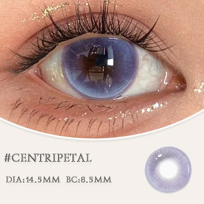 Qfdian 2Pcs Best Selling Color Contacts Lenses Myopia Degree -0.00 to -8.00 Purple Series Soft Lens Contact Lenses with Natural