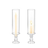 Qfdian  Clear Glass Hurricane Candle Holder Set of 2, 13.8 inch Tall ,  Table Centerpiece Wedding Party Decor,Christmas Halloween decor