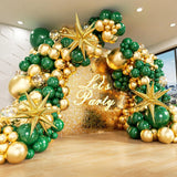 Qfdian  125Pcs Green and Gold Balloon Arch Kit with 3pcs Starburst Balloon,for Birthday Baby Shower Wedding New Years Party Decorations