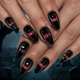 Qfdian  24Pc Halloween False Nails with Almond Head Designs Cute Clown Fake Nails French Full Cover Manicure Press on Nail Tips for Girl