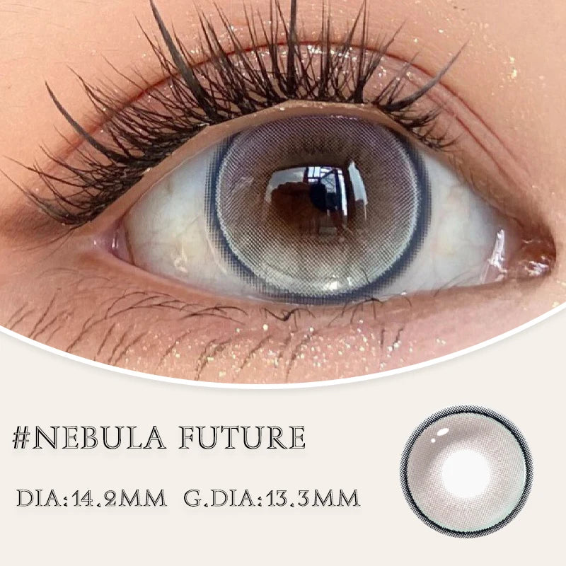 Qfdian 2Pcs Best Selling Color Contacts Lenses Myopia Degree -0.00 to -8.00 Purple Series Soft Lens Contact Lenses with Natural