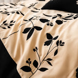 Qfdian  Rose Flowers Embroidery Luxury Bedding Set 600TC Egyptian Cotton Queen King Duvet Cover Flat Bed Sheet Pillowcases 4Pcs