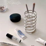 Qfdian Stainless Steel Toothbrush Holder Metal Bathroom Accessories Tool for Toothpaste Makeup Brush Storage Rack Home Decoration