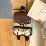 Qfdian Patchwork Vintage Contrast Color Schoolbags All Match Transparent Ita Bags Fashion Preppy Women Kawaii Backpacks Y2k Aesthetic