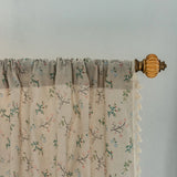 Qfdian Floral Farmhouse Curtains Semi-Blackout Living Room Drapes Cotton Linen Bohemian Window Curtain Panels with Tassel 1 Panel
