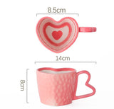 Qfdian  300ml Heart Shape Ceramic Mugs Creative Oatmeal Breakfast Mug Drinkware Set Kitchen with Heart Shape Handle Lovely Festival Gift