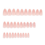 Qfdian  24pcs Nude Pink Almond False Nails Glossy Bowkots Decor Press On Nails Full Cover Short Round Sweet Korean Style Fake Nail Tips