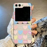 Qfdian  Cute Colorful Love Butterfly Phone Case for Samsung Galaxy Z Flip 6 ZFlip 5 Hard Folding Cover for Samsung ZFlip 4 3 7 Shell