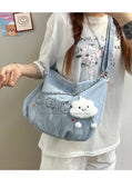 Qfdian Vintage Y2k Aesthetic All Match Shoulder Bags Casual Fashion Chain Underarm Bag Cartoon Women Kawaii Print Handbags Crossbody