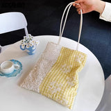 Qfdian  Korean Women Trendy Harajuku Handbags Patchwork Sequined Chic Plaid Embroidery Shoulder Bags Y2k Aesthetic Fashion Underarm Bag