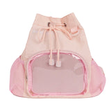 Women Grunge Drawstring Simple Backpacks Y2k Aesthetic Casual All Match Ita Bags Trendy Students Vintage Transparent Schoolbags