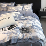 Qfdian Soft Silky Skin Friendl natural Eucalyptus Fiber Lyocell Bedding Set Forest Plants Leopard Duvet Cover Set Bed Sheet Pillowcases