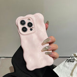 Qfdian Lovely Pink 3D Bubble Gloss Silicone Shockproof Phone Back Cover Fundas Case For iPhone 11 12 13 14 15 16 Pro Max Plus Coque