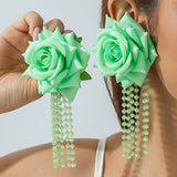 Qfdian  Stylish and unique large flower vacation earrings