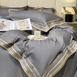 Qfdian Premium 1000TC Egyptian Cotton Luxury Gold Embroidery Hotel Style Bedding Set Duvet Cover Flat/Fitted Bed Sheet Pillowcases 4Pcs