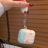 Qfdian New Cartoon Cute Bear Bowknot Silicone Shockproof Protection Case for AirPods Pro 2 for AirPods 4 3 2 1 Soft Cover Cake Pendant
