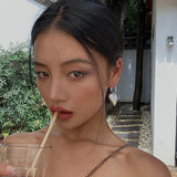 Chic Heart Huggie Hoop Earrings Asymmetric Big Earrings For Women New Gold Color Fashion Jewelry Girl Gift