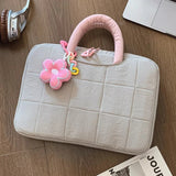 Qfdian  Luxury Design Quilted Vintage Top-Handle Bags Casual All Match 14 Inch Laptop Bag Fashion Y2k Aesthetic Simple Women's Handbags
