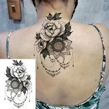 Qfdian  Realistic Sexy Peony Tattoos Temporary Women Adult Flower Arm Tattoos Sticker Waterproof Fake Floral Bloosom Body Leg Art Tatoos
