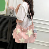Qfdian  Girls Kawaii Pendant Star Shoulder Bags Women Japanese Casual Fashion Crossbody Bag Y2k Streetwear Tote  for College Student