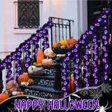 Qfdian  2pcs 40LED Artificial Fall Black Maple Leave String Light With Eyeball Battery Powered For Home Door Halloween Fireplace Decor