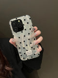 Qfdian  Feather Black Polka Dot Bow Decoration Suitable For iPhone 15 Pro Max Phone Case 14 Pro 13 12 11 Phone Case