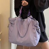 Qfdian High-capacity Vintage Simple Shoulder Underarm Bag Y2k Aesthetic Women Grunge Handbags Trendy Casual Nylon Tote Bags All Match
