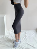 Qfdian  High Stretch Tight Skirts Women European and American Elegant High Waist Midi Skirts Hot Girl Slim Solid Black One Step Skirts