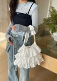 Qfdian  Ruffles Shoulder Bag Drawstring Bolsos De Mujer Japan Korean Sweet Sac Femme New Canvas Bags for Woman Student Bolso