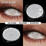 Qfdian  1 Pair Red Cosplay Witch Contact Lenses Halloween Black White Makeup Lens Crazy Party Role Playing Eye Contacts Lens