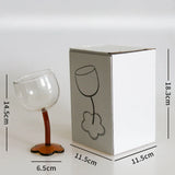 Qfdian  Vintage Glass Cups Home Christmas Party Drinkware Cute Flower with Tilted Head Goblet Romantic Champagne Glass Kitchenware Gifts