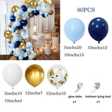 Qfdian  Navy Blue Balloon Garland Arch Kit Macaron Blue Metal Gold Confetti Balloons Birthday Party Baby Shower Gender Reveal Decoration