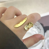Unique Irregular Big Rings for Women Open Gold Color Finger Rings Adjustable Jewelry Punk 2024 Party Wedding Gift