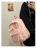 Qfdian Women Students Simple All Match Kawaii Backpack Sweet Cute Star Bone Schoolbags Casual Y2k Aesthetic Fashion Preppy Backpacks