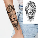 Qfdian  Realistic Fake Peony Temporary Tattoos For Women Girl Black Rose Elephant Flower Tattoo Sticker Tiger Anemone Tatoos Half Sleeve
