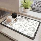 Qfdian  Diatomaceous Earth Absorbent Kitchen Mat Quick Dry Dish Pad Non Slip Countertop Protector Washable Reusable Easy Clean Home Use