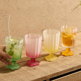 Qfdian  225ml French Style Drinkware Glass Cup Petal Wine Glass Household Short Footed Cocktail Ice Cream Cup Dopamine Drinking Utensils