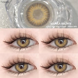 Qfdian  1Pair Natural Brown Contact Lenses for Eyes Colored Lenses Gray Pupils Big Eye Lenses Fashion Beauty Contacts Yearly