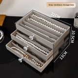Qfdian  3/5Layer Flannel Jewelry Box Earring Necklace Ring Boxes Jewelry Dustproof Tabletop Organizers Multifunctional Storage Box Gifts