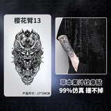 Qfdian Japanese Traditional Half Arm Herbal Juice Temporary Tattoo Stickers Sakura Leaf Lasting Art Fake Tattoo Men Women Faux Tatouage