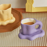 Qfdian Ceramic Mug with Saucer Coffee Cups and Saucers Home Office Tea Cup Coffee Cups Korean Mug Ceramic Plate