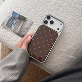 Qfdian  Brown Blue Polka Dot Phone Case Suitable For Iphone 16 Pro Max All Inclusive 15 14 17 Winter Protective Case