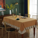 Qfdian Rustic Tablecloth Classic French Printed Ruffles Cotton Table Cloth Rectangle for Kitchen Dining Livingroom Christmas Decoration