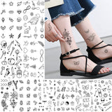 Qfdian  10pcs Waterproof Temporary Tattoo Sticker Dark Wolf Lion Tiger Eagle Snake Deer Skeleton Scorpion Body Art Arm Tattoo Women Men
