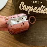 Qfdian Pink Brown Gradient Transparent Splashing Ink Design Soft Cover Case for Airpods 1/2/3/4 Pro 2nd Fashion Simplicity Style Coque